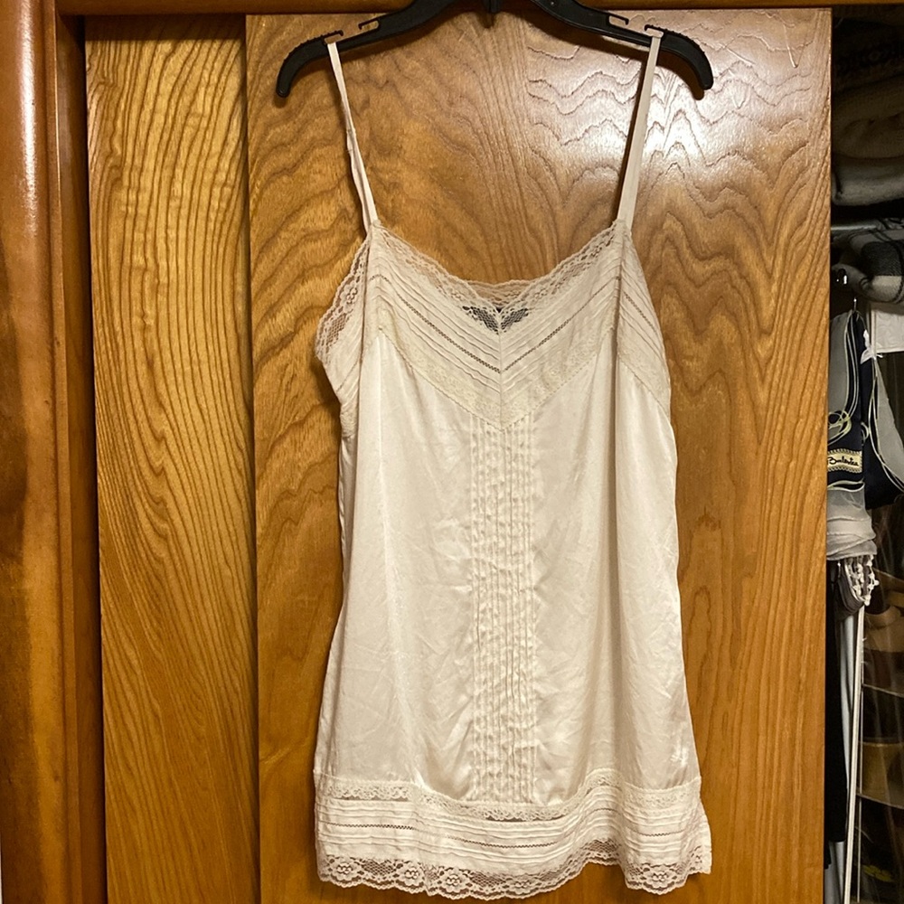 WHBM Ivory Silk and Lace Cami. Size M